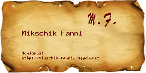 Mikschik Fanni névjegykártya